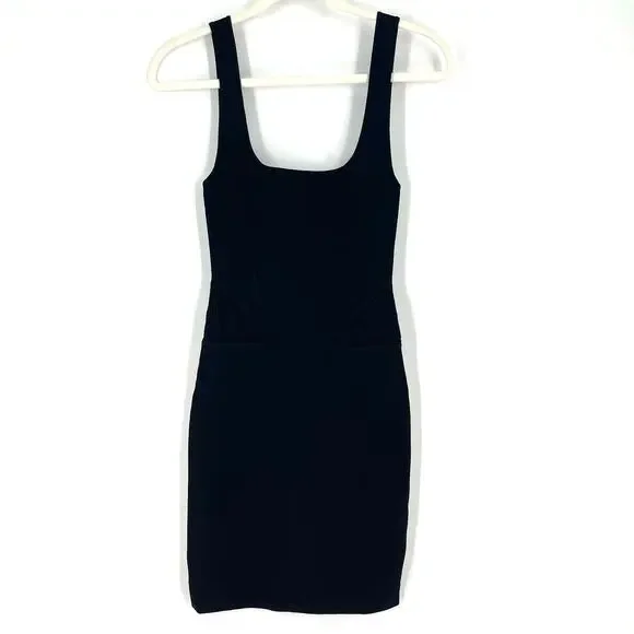 Zara Black Bodycon Dress Size Small Sheer Cut Out Waist Sleeveless - Picture 1 of 8
